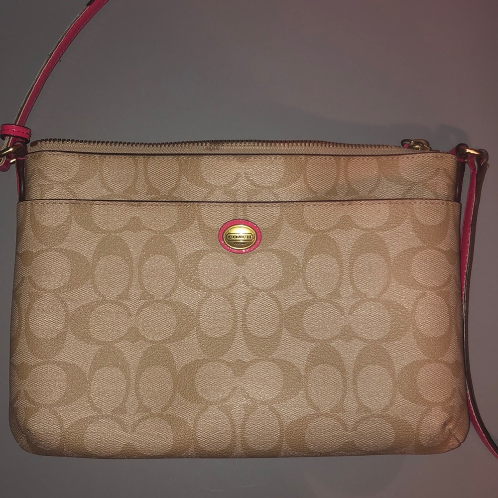 Tan and Pink Coach Purse